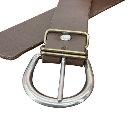 Voltige Paris Belt Cosplay Statement VTG Women's SZ 32 Brown Gold Silver Leather - Picture 10 of 13